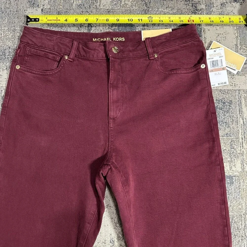 Michael Kors Women‎ Jeans Selma Hi Rise 12 Merlot Skinny Ankle $110 NWT